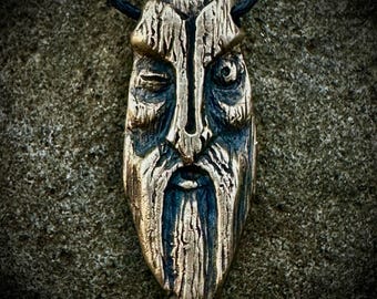 Handmade Brass Odin Pendant – Norse Amulet with Gift Box