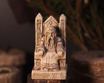 Odin Statue, Norse God Figurine in Faux Marble, Pagan Altar Decor, Viking Mythology Gift, 8.5 cm (3.3 in)