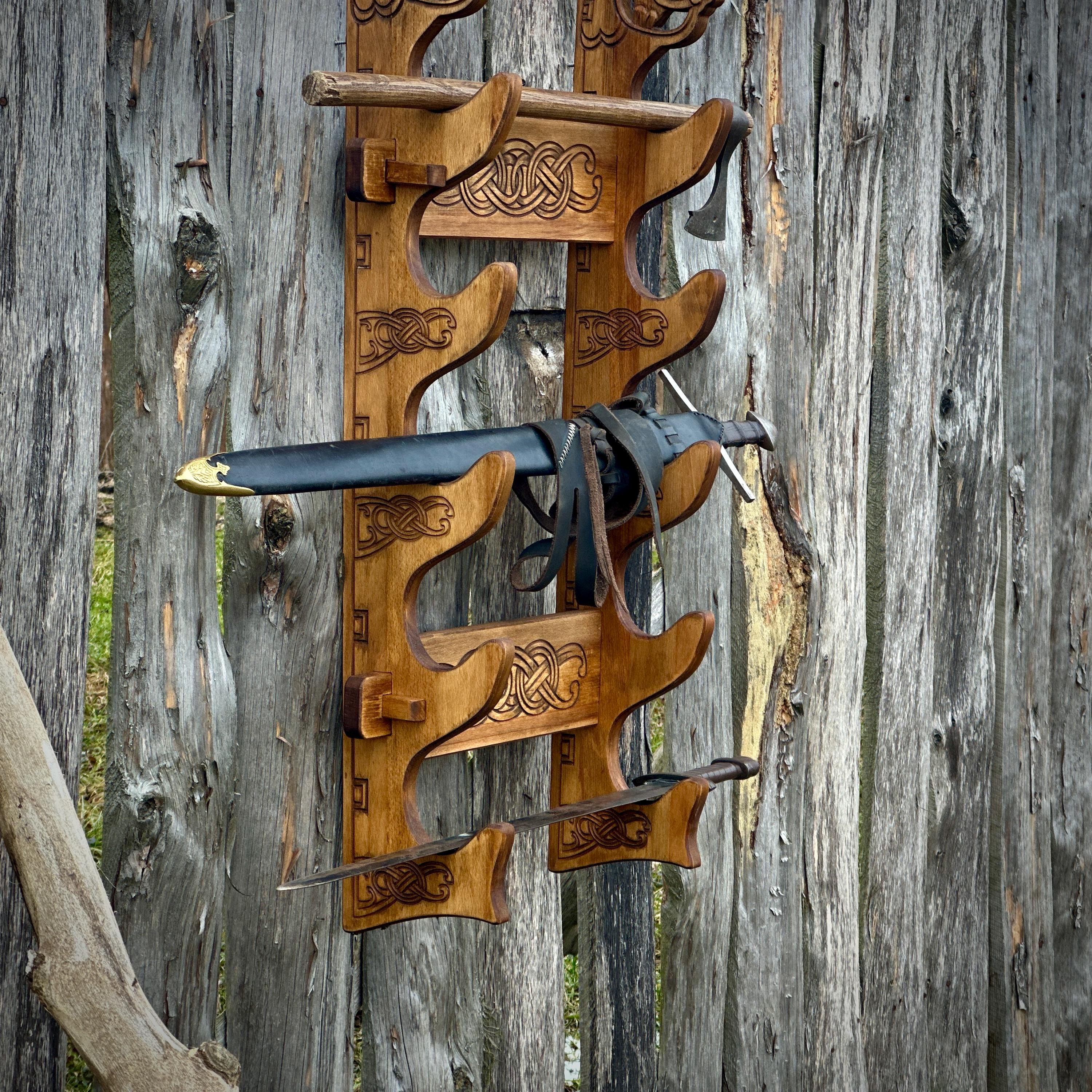 Dragon Rack Oak Weapon Rack With Dragon Carving for 5 Items - Etsy