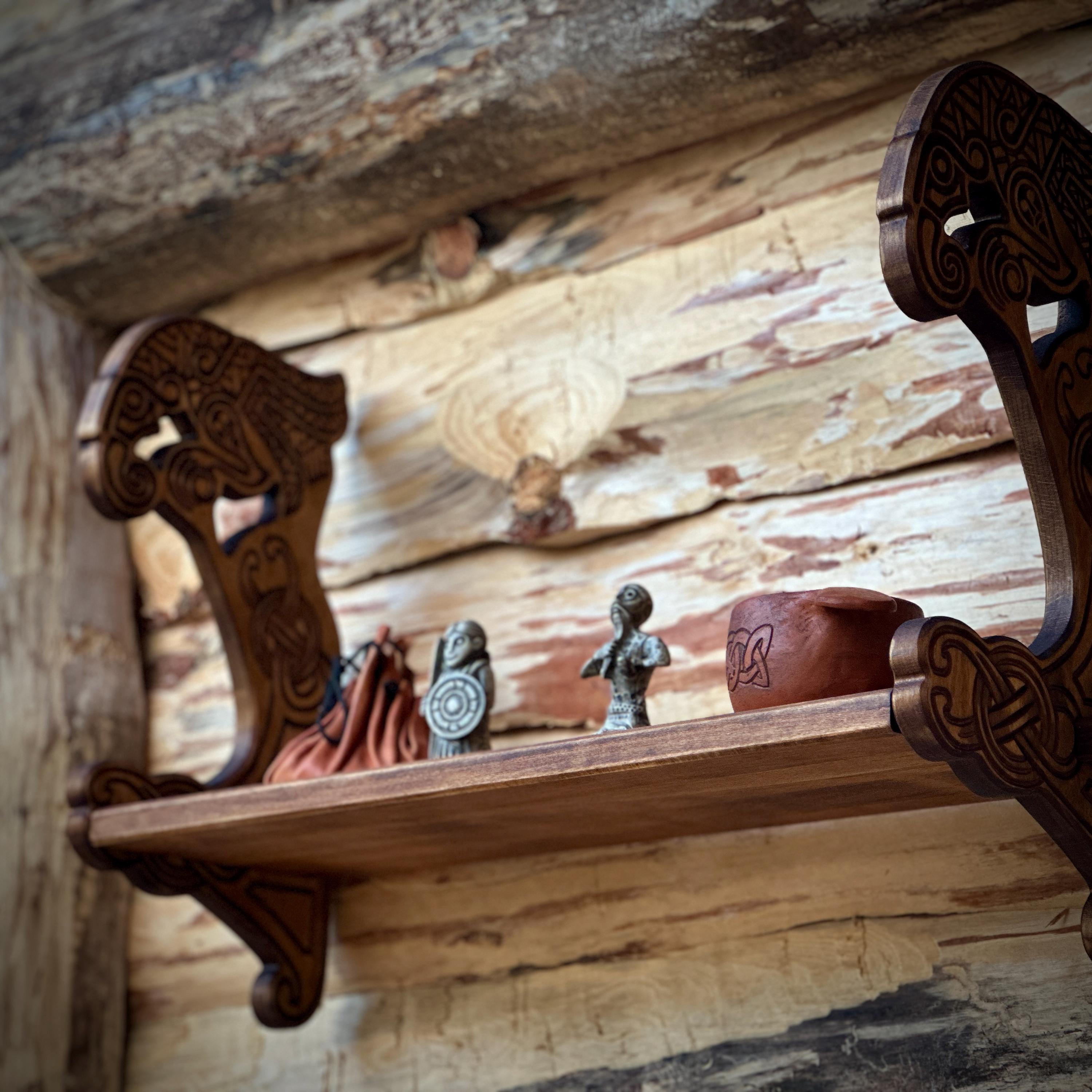 Handmade Viking Wall Shelf Ravens Rustic Medieval Wood Decor - Etsy
