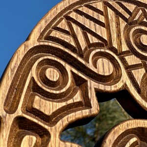 Handmade Viking Bench – Solid Oak, Odin’s Ravens, Nordic Knotwork ...