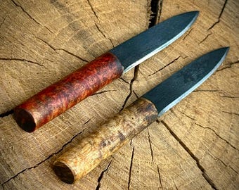 Cuchillo vikingo pequeño de cuello hecho a mano con mango de arce