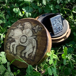 Leather belt with a handcrafted buckle featuring Odin