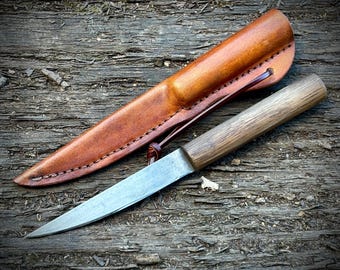 Vikingmes handgemaakt | Middeleeuwse replica | Moeraseik | Leren schede: