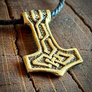 Thor’s Hammer Viking Pendant Amulet Bronze Mjölnir Necklace Norse Protection Symbol