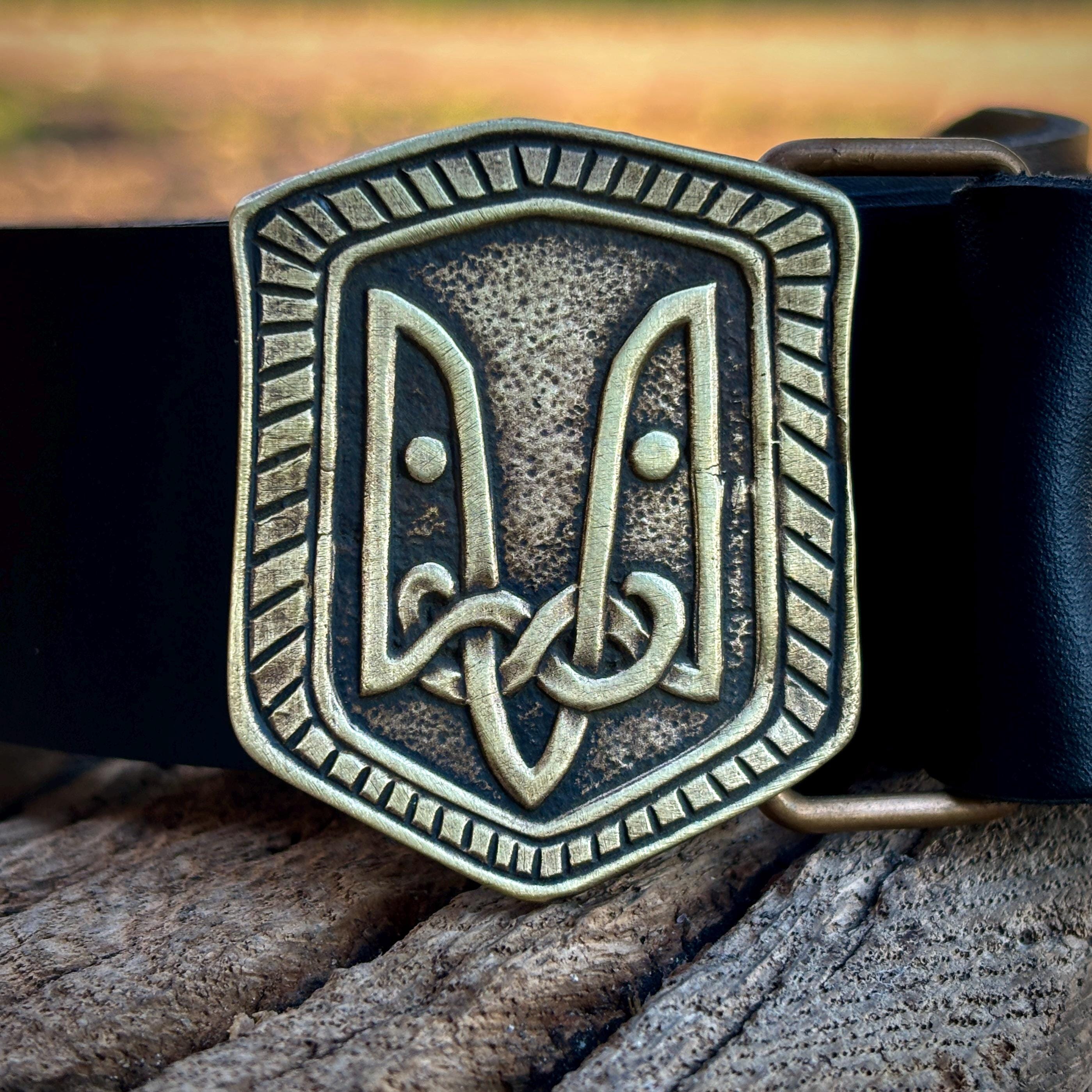 Leather Belt With Handmade Bident Buckle – Inspired by Prince