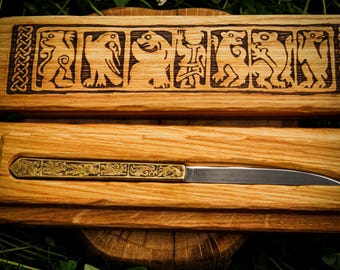 Viking Knife Replica, Handmade Bronze Handle Dagger, Historical Slavic Artifact, Archaeological Reenactment Gift