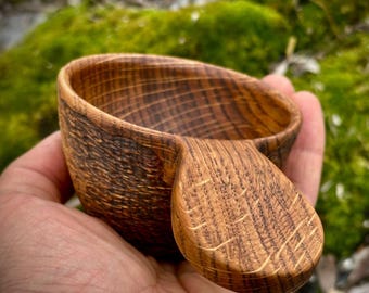 Wooden Oak Kuksa Cup, Handmade Scandinavian Drinkware, Outdoor Camping Mug, Nature Lover Gift
