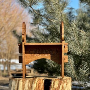 Handmade Viking Bench – Solid Oak, Odin’s Ravens, Nordic Knotwork ...