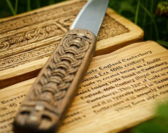 Viking Folding Knife, Canterbury Saxon Replica, 10th Century Borre Ornament, Historical Collectible Gift