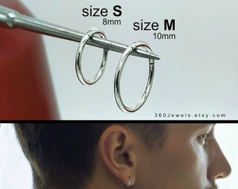 Endless hoop earrings, continuos earrings for men, stainless steel hoop, 18G earrings, nose ring, mens earrings, smooth hoop earrings, 579DE