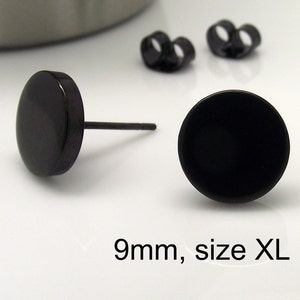 Mens Stud Earrings 9mm Disc Fake Plug Stud Earrings Fake Gauge Earrings Cheater Plugs Fake Ear Plugs Men's Earrings Flat no.420R image 1