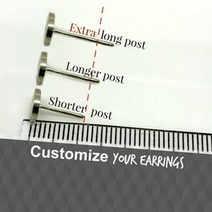 Extra long post earrings, thick lobe earrings, custom extra long post earrings for men, fat earlobe earrings, men&#39;s earrings, 420MW