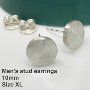 Lunar crescent stud earrings, men's stud earrings, sterling silver earrings, silver post studs, fake plug earrings, nail it down, 420D