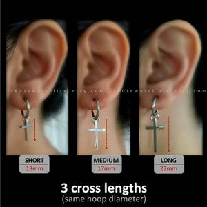 VIENS Stainless Steel NonPiercing Clipon Christian Cross Dangle Earrings