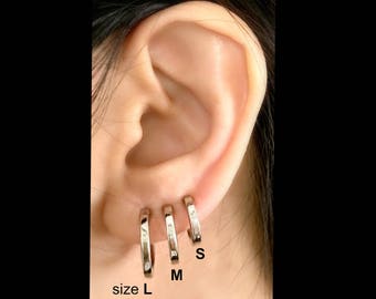 Mens clip on hoop earrings, relucent fake hoop earrings, fake gauged earrings, non piercing earrings for guys, non pierced,  570SML
