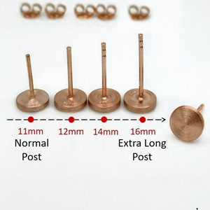 Thick earlobe earring, extra long post earrings, 12mm 14mm 16mm long post earring, rose gold earring, fat earlobe earring, 420MR x-long post
