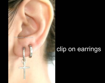 latest top fashion release date Dangling cross clip on earring mens dangle earrings silver | Etsy latest top fashion release date Dangling cross clip on earring mens dangle earrings silver | Etsy