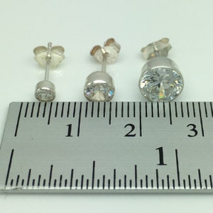 Promotion Mens Silver Stud Earrings White Diamond CZ Post Earrings Hip Hop Bling Earrings for Guys Medium 5mm no.434B image 5