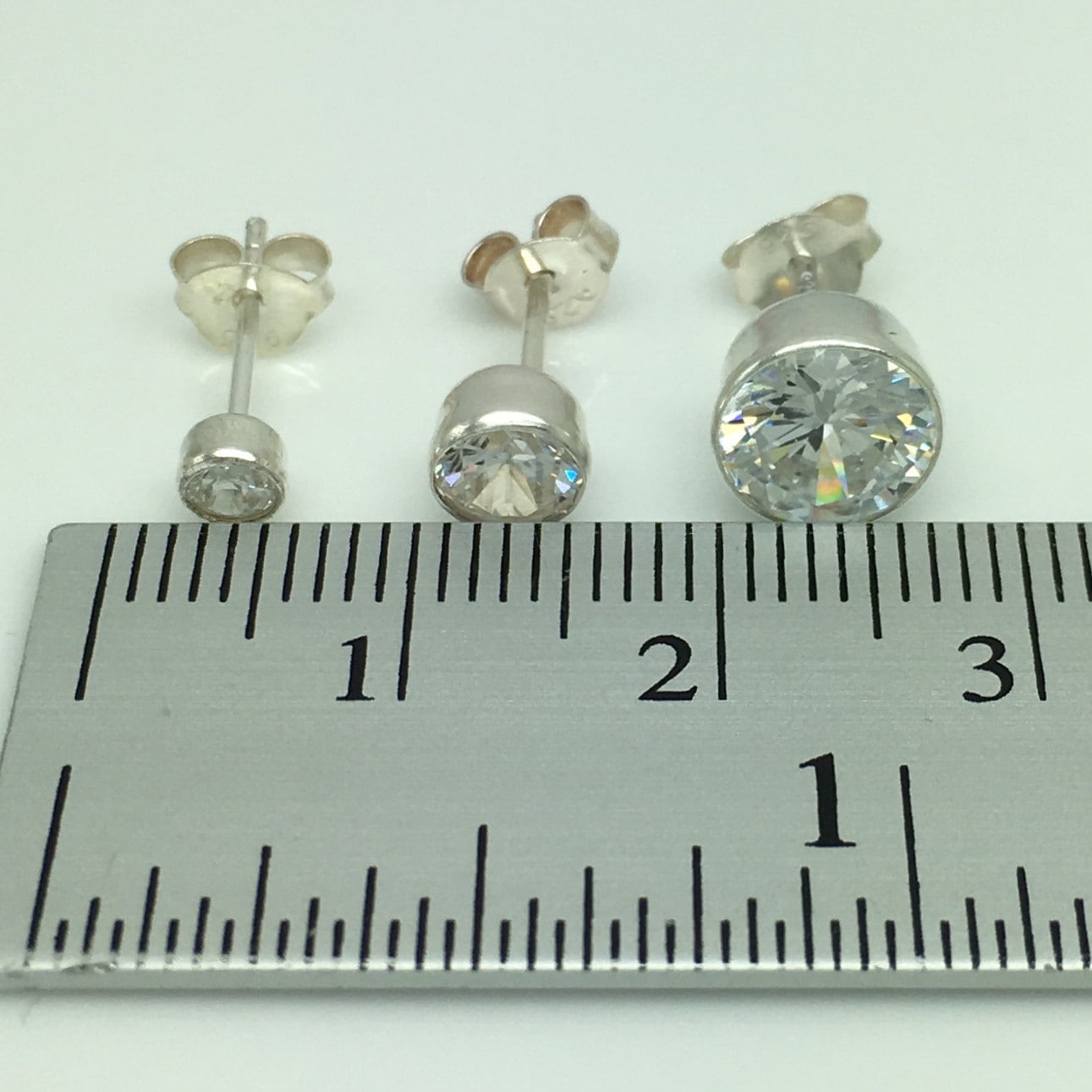 Promotion- Mens Silver Stud Earrings - White Diamond CZ Post
