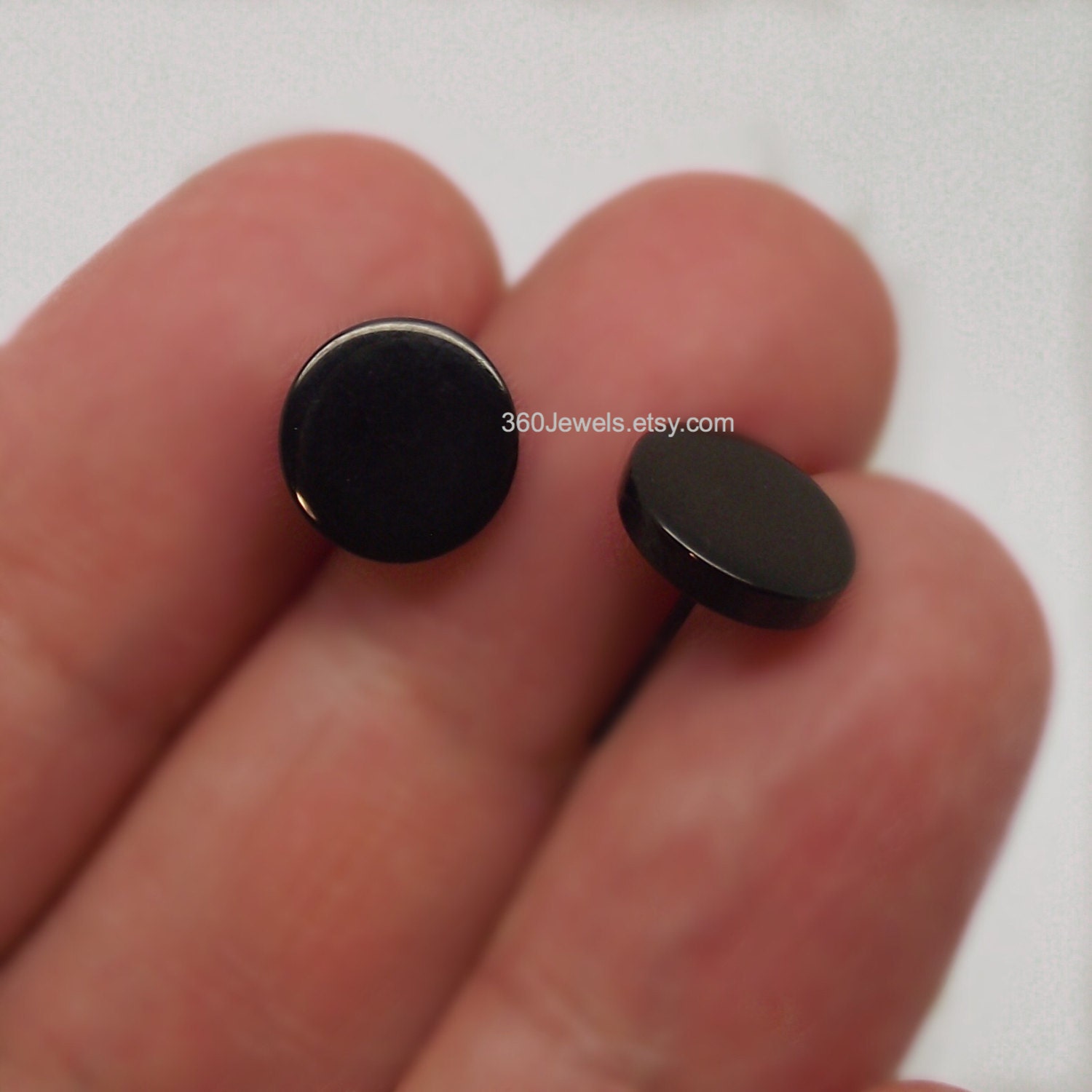 Men's Earrings Black Stud Jet Black Stud Earrings Etsy
