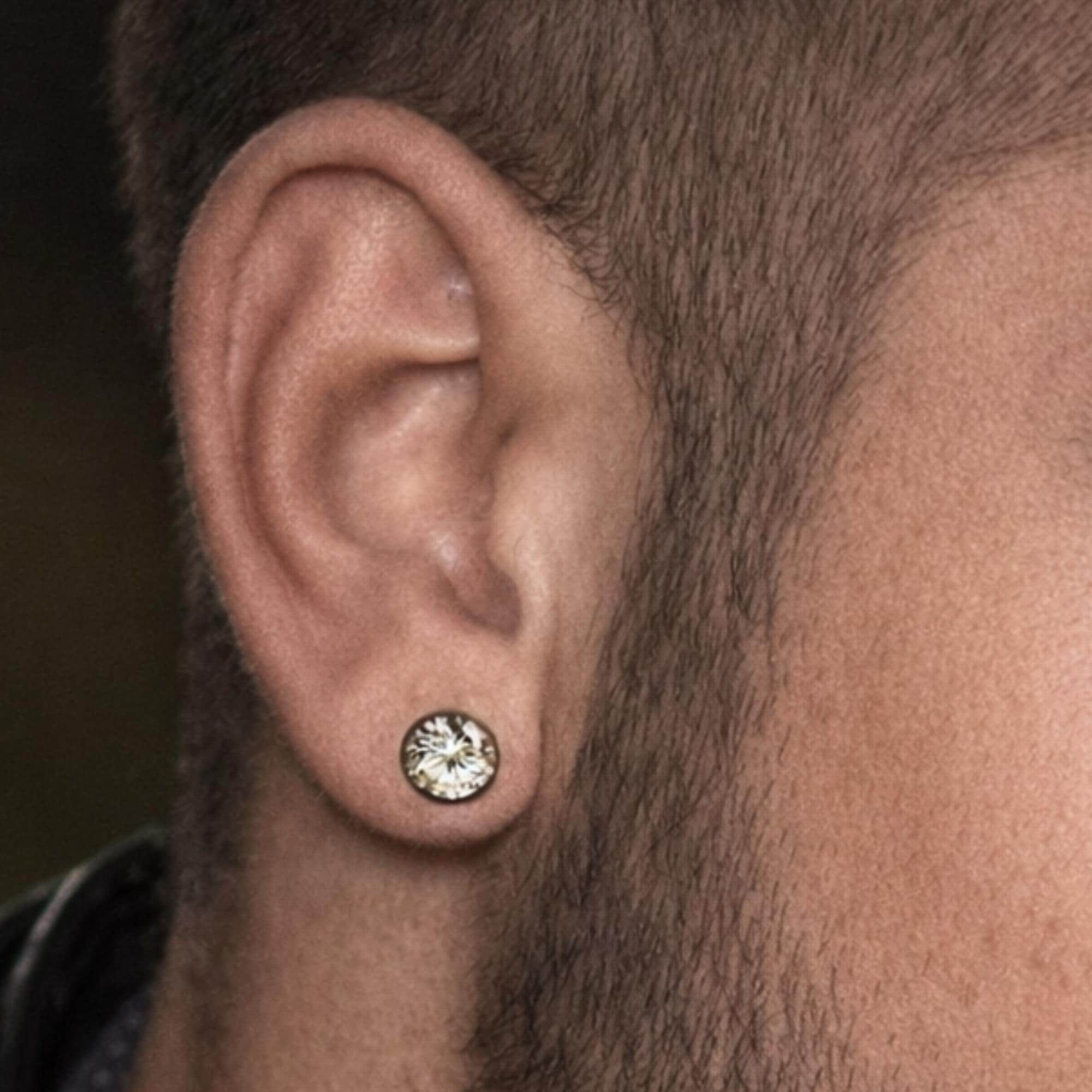 Morfetto 14K Plat Terug Ronde Vierkante Stud Oorknopjes voor Mannen Vrouwen Grote Grote Kubische Zirkonia Stud Oorknopjes Heren Oorknopjes Plat Terug Oorknopjes, Koper, Zirkonia