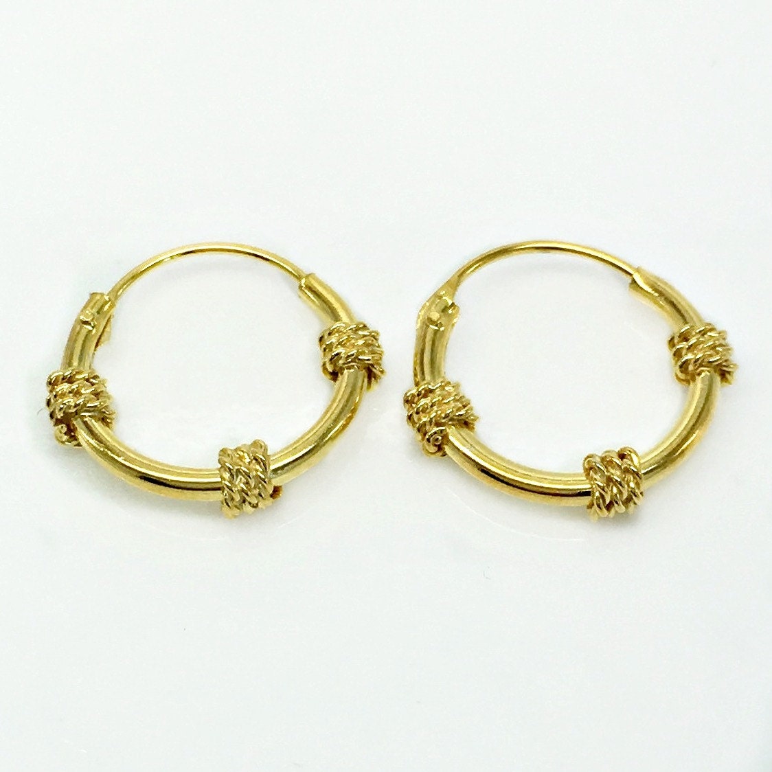 Gold Sunburst Wire Hoop Earrings, Men's Earrings, Yellow Gold Wire Hoop  Earrings, Tragus Hoop, Helix Hoop, Upper Ear, 558C 