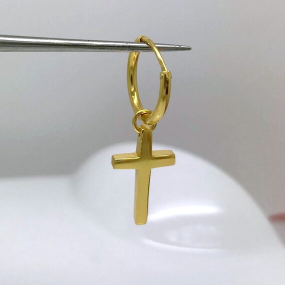 Orecchini A Cerchio Con Croce Per Uomo E Donna | 2 Paia | Acciaio Chirurgico | Nero E Argento - Foto 8