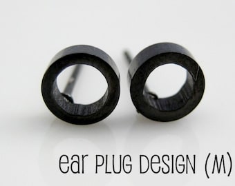 Herrenkreis O Ohrstecker Ohrringe - Schwarze runde Stahlohrringe - Etsy Ohrring - O-Form Ohrstecker - Hohle Ohrstecker für Jungs 414