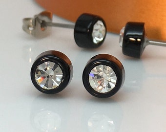 Men&#39;s earrings, illuminated rhinestone stud earrings, men&#39;s stud earrings, diamond like studs, unique stud earrings, cartilage earring, 434