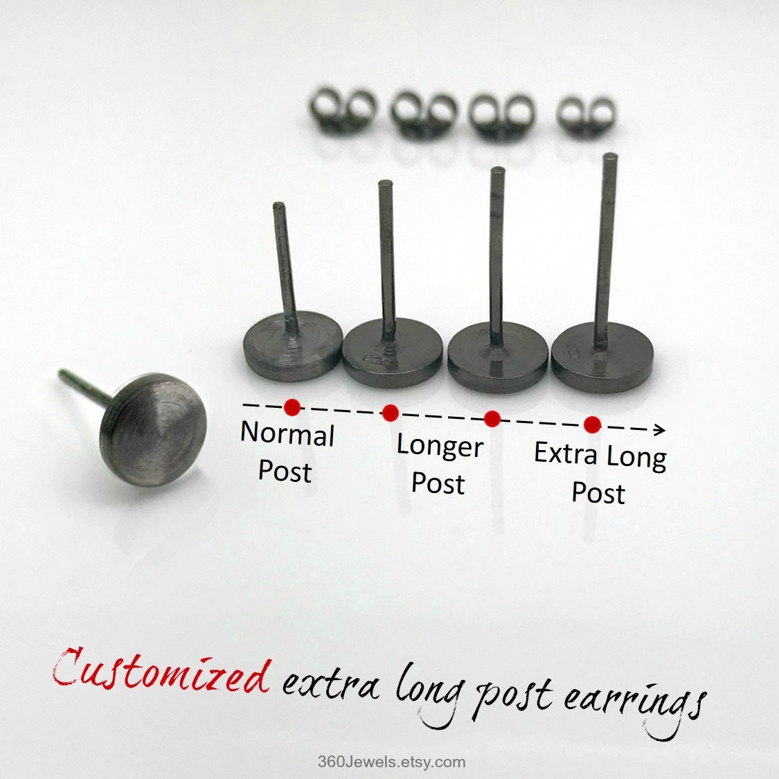 Diamond Stud Earrings, Extra Long Post, for Thick Earlobes, Mens CZ Diamond  Earrings, 11mm, 14mm, 16mm, 19mm Post 424 - Etsy