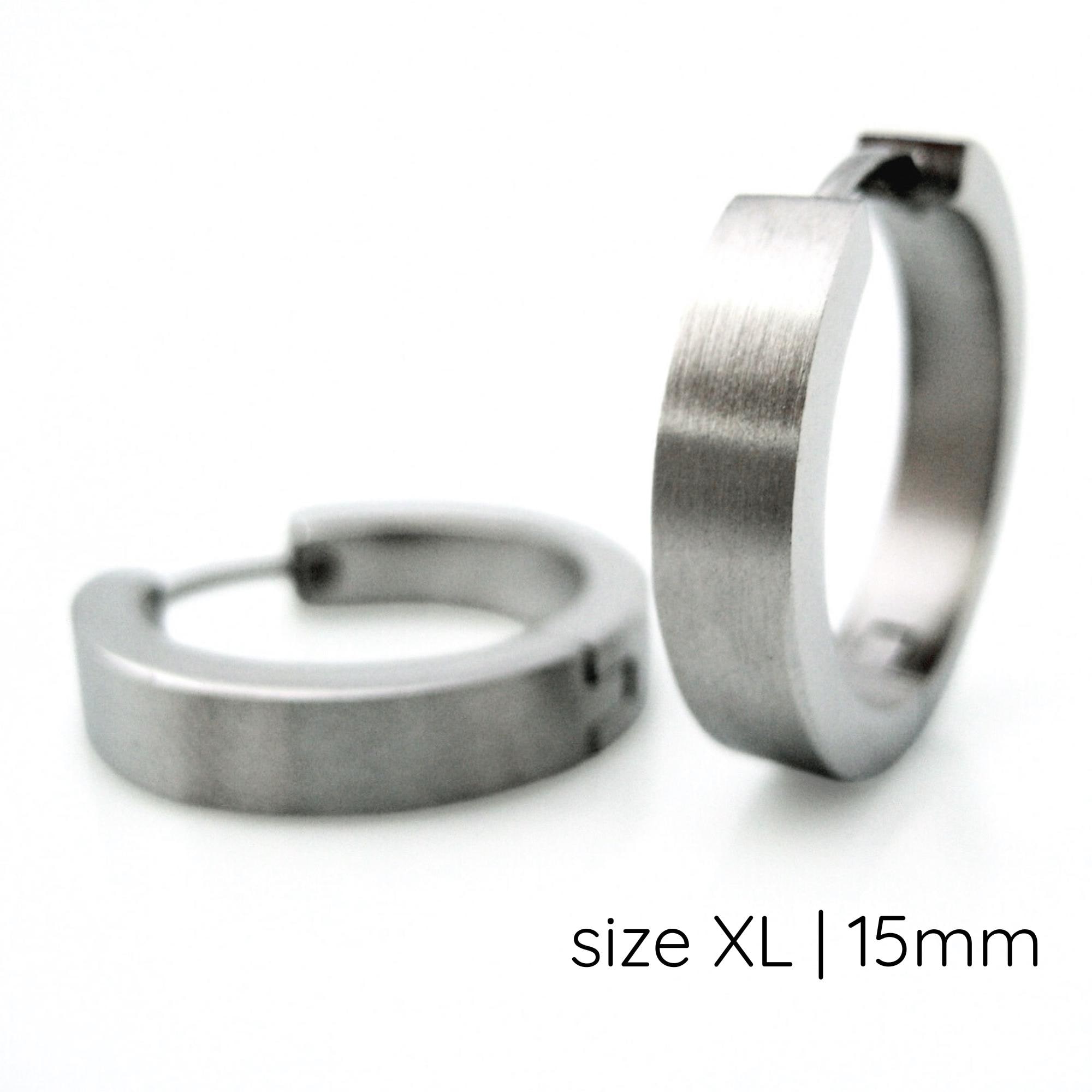 Mens Silver Extra Large 16mm Statement Huggie Hoop Earrings | Flat