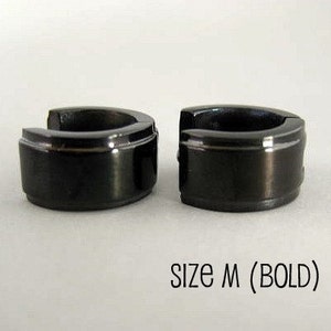 Mens Earrings Black Huggie Hoop - Ear Cartilage Piercing - Earrings For Men - Stainless Steel - BOLD ETCHED no.175