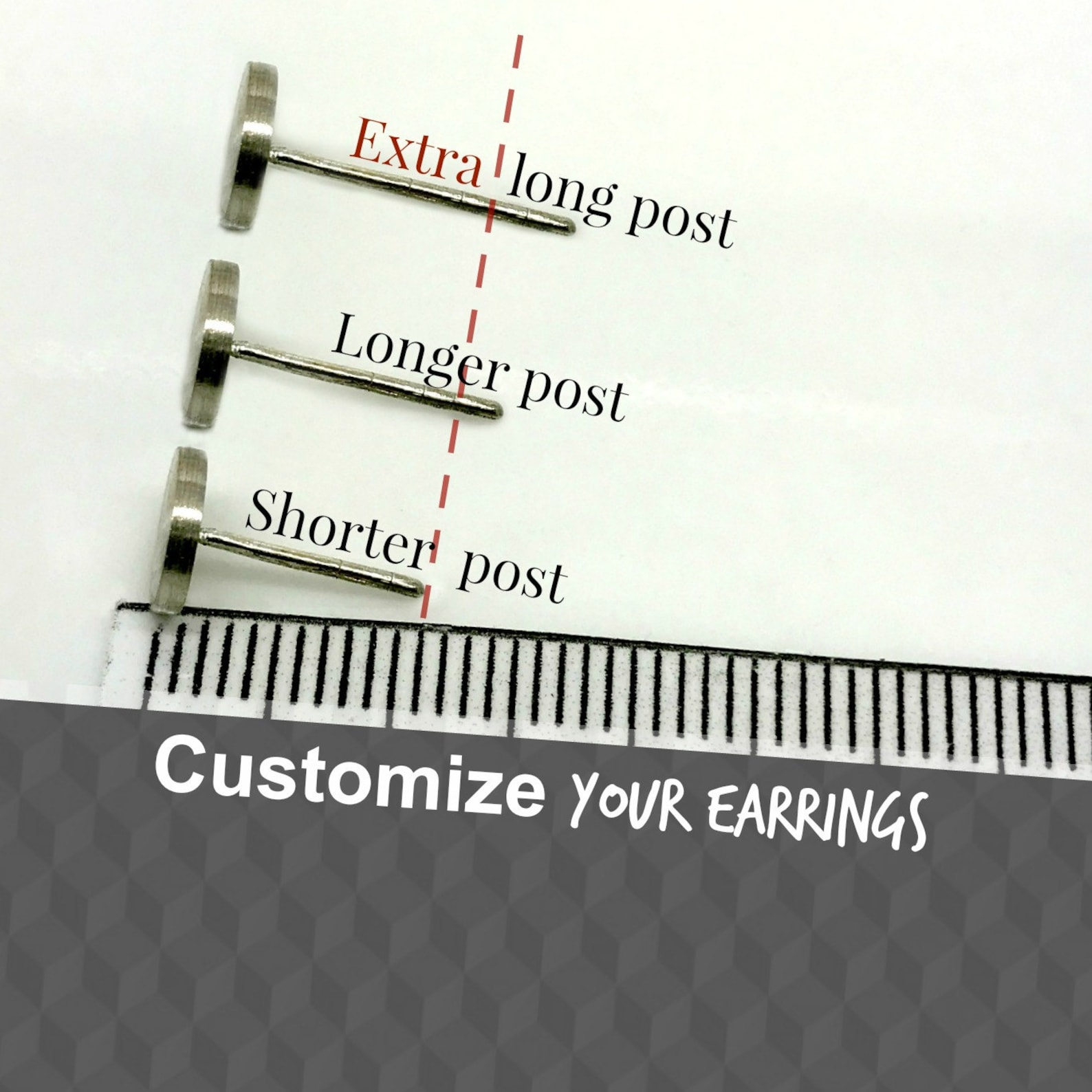 Extra Long Post Earrings, Thick Lobe Earrings, Custom Extra Long Post Earrings for Men, Fat