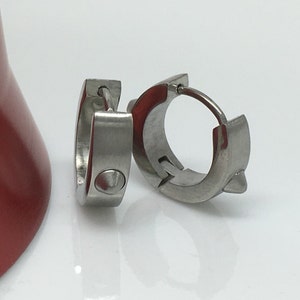 Herren Ohrringe, Doppel Thorn Ohrringe, Stahl Spike Hoop Ohrringe, Stahl Huggie Hoop Ohrringe, Ohrringe für Männer, Herren Ohrringe, 151