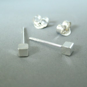 Blizzard cube stud earrings, sterling silver earrings, men&#39;s stud earrings, tiny stud earrings, cartilage earring, helix stud earring, 465