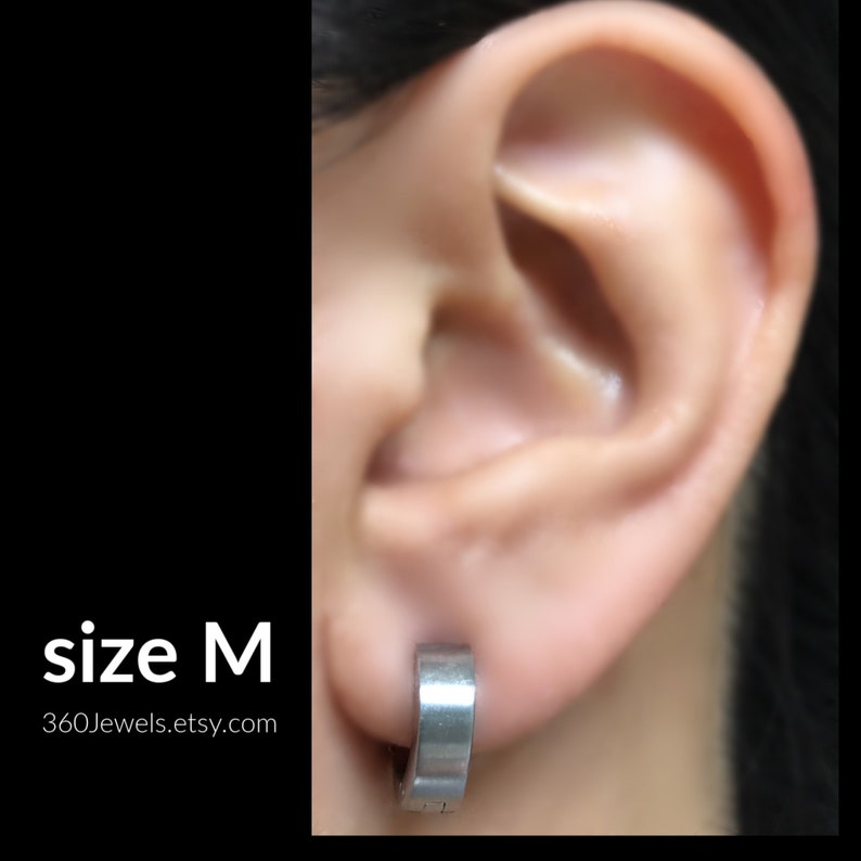 Mens Silver Huggie Hoop Earrings Ear Cartilage Piercing Etsy