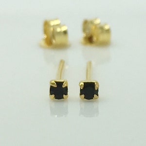 Meteor black diamond cz stud earrings, cartilage earring, men's stud earrings, black cz gold stud earrings, tiny stud earrings, 421P