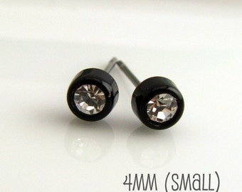 Men's stud earrings, brilliant corundum biker stud earrings, diamond cz rhinestone stud earrings, men's earrings,  4mm stud earrings, 432