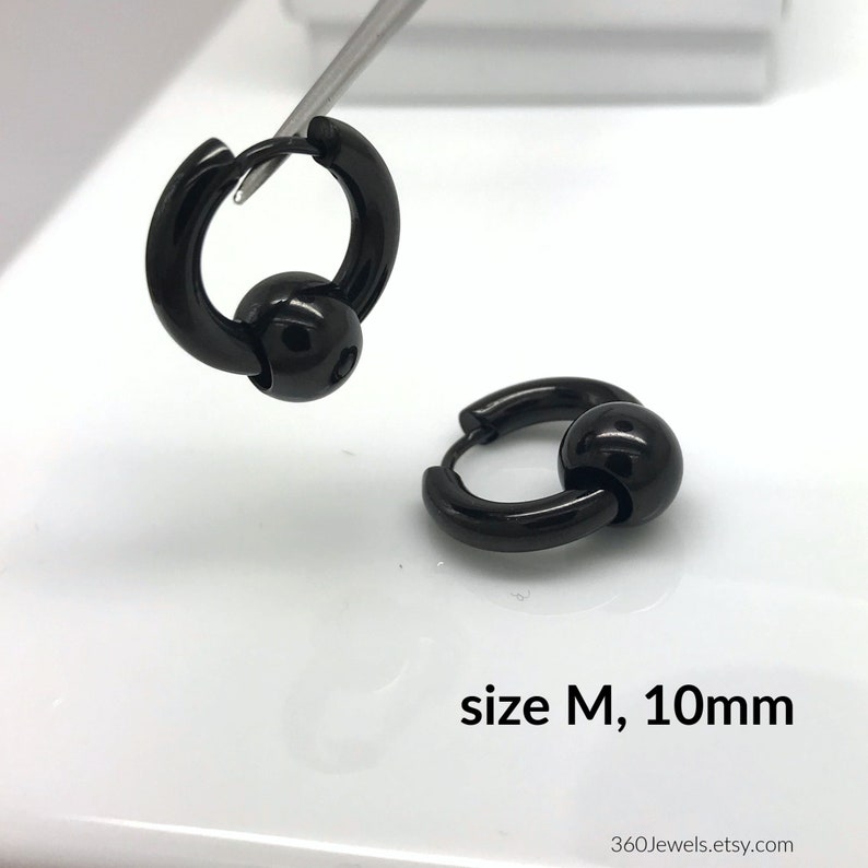 Fake Captive Hoop Earrings Guy's Black Stainless Steel Etsy