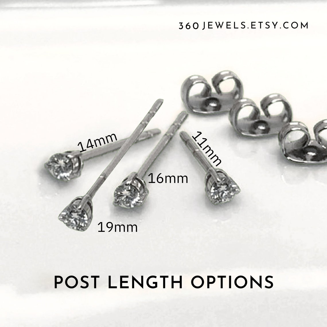Diamond Stud Earrings Extra Long Post for Thick Earlobes Etsy