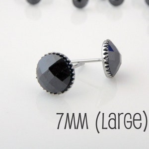 Boucles d’oreilles à clous pour hommes, Boucles d’oreilles à crampons Ultra luxe pour hommes, Clous cz diamant noir 2,5 carats, Boucles d’oreilles en strass noir, 7mm 423