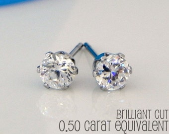 Clarion diamond cz stud earrings, men's stud earrings, diamond cz solitaire stud earrings, mens earrings, rhinestone stud earrings, 513 4mm