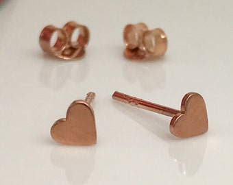 I heart you tiny stud earrings, heart stud earrings, rose gold stud earrings, evermore heart, heart studs, unique gifts, Extra long post460R