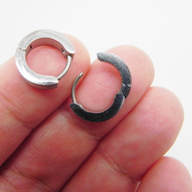 Mens Silver Huggie Hoop Earrings Ear Cartilage Piercing Etsy