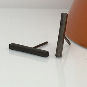 Men's stud earrings, bludgeon stick earrings, men's earrings studs, black gold bar stud earrings, cartilage earring, 464MBL
