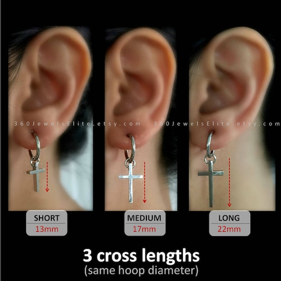 Cross Clip on Earring, Mens Earrings, Cross Earrings, Clip Earrings, Silver  Cross Earrings, Earrings for Men, Dangling Cross Earring, 573SML 