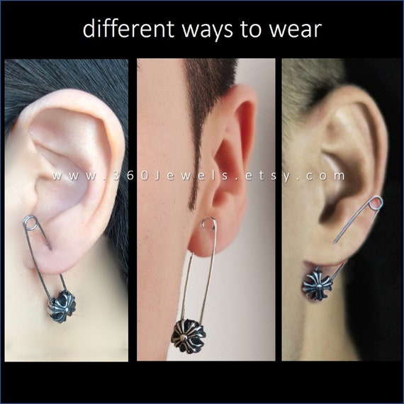 Pin Earrings Safety Ear Studs Dangle Punk Stainless Steel Piercing Women  Jewelry