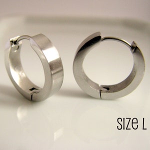 Silver hoop earrings for men, nebula steel hoop earrings, men&#39;s hoop earrings, everyday hoop earrings, simple hoop earrings,  190