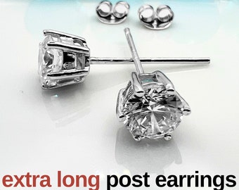 Long post diamond stud on sale earrings